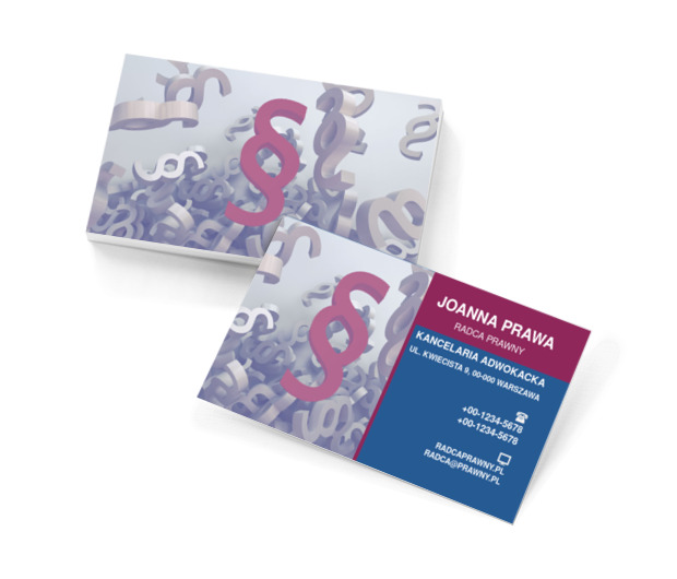 Spadające paragrafy, Prawo, Radca Prawny - Wizytówki Netprint szablony online