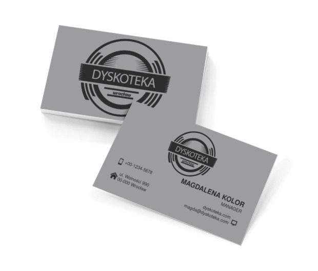 Głośnik na szarym tle, Rozrywka, Dyskoteka - Wizytówki Netprint szablony online