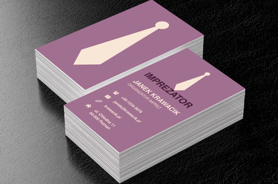 Berzowy krawat na fioletowym tle, Rozrywka, Organizator imprez - Wizytówki Netprint