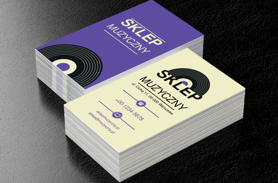 Płyta winylowa na fioletowym tle, Rozrywka, Sklep muzyczny - Wizytówki Netprint