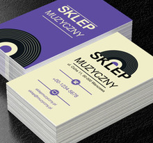 Płyta winylowa na fioletowym tle, Rozrywka, Sklep muzyczny - Wizytówki Netprint