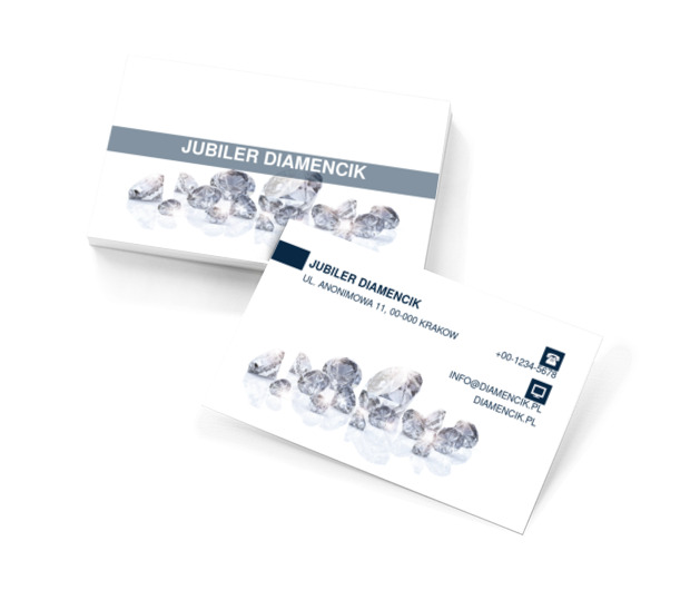 Diamenty na białym tle, Sprzedaż, Jubiler - Wizytówki Netprint szablony online