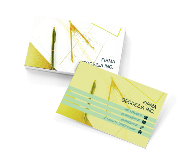 Cyrkiel i ołówek, Środowisko i Przyroda, Geodezja - Wizytówki Netprint szablony online