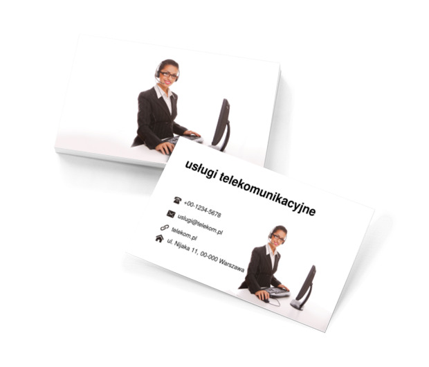 Pracownica call center, Telekomunikacja i Internet, Usługi telekomunikacyjne - Wizytówki Netprint szablony online