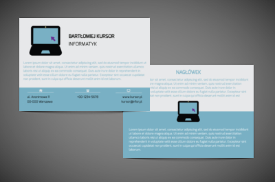 Laptop na niebiesko-szarym tle, Telekomunikacja i Internet, Informatyk - Ulotki Netprint