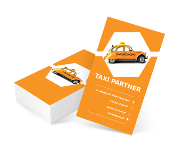 Żółta taksówka, Transport, Taxi - Wizytówki Netprint szablony online