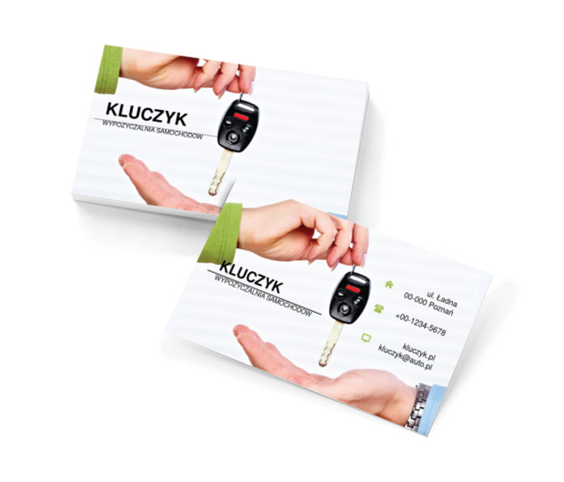 Dłonie z kluczykami , Transport, Wypożyczalnia samochodów - Wizytówki Netprint szablony online