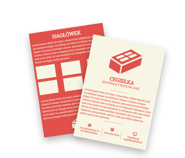 Czerwień, beż i przejrzysty układ, Sprzedaż, Materiały budowlane - Ulotki Netprint szablony online
