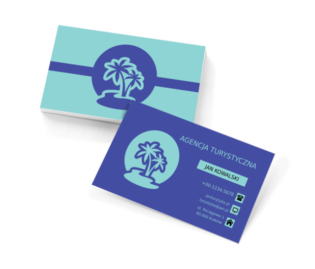 Niebieskie palmy, Turystyka, Agencja turystyczna - Wizytówki Netprint szablony online
