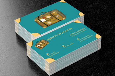 Walizka na niebieskim tle, Turystyka, Agencja turystyczna - Wizytówki Netprint