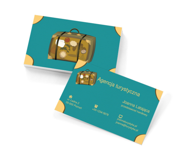 Walizka na niebieskim tle, Turystyka, Agencja turystyczna - Wizytówki Netprint szablony online