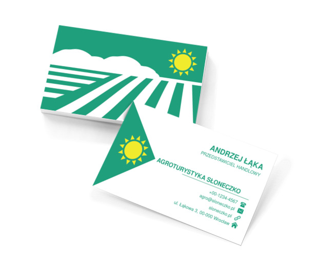 Słońce na zielonym tle, Turystyka, Agroturystyka - Wizytówki Netprint szablony online