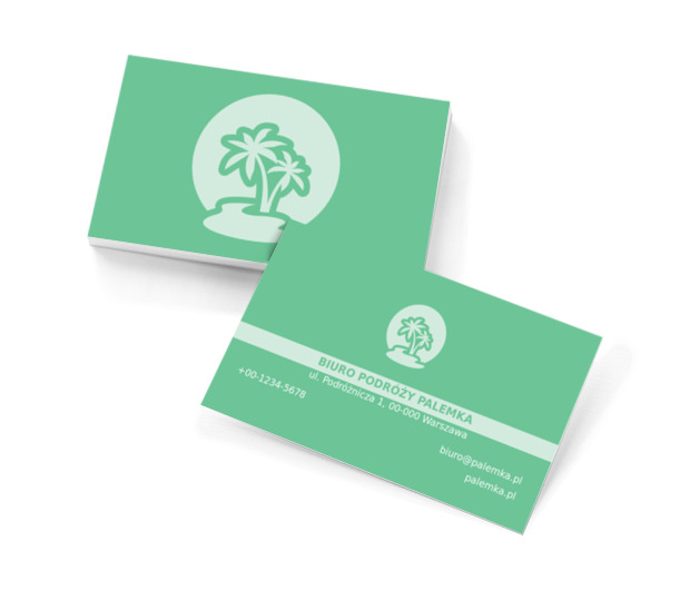 Palmy na zielonym tle, Turystyka, Biuro podróży - Wizytówki Netprint szablony online