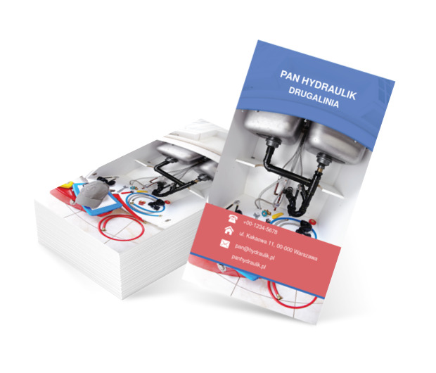 Zlew i odpływ, Usługi domowe, Hydraulik - Wizytówki Netprint szablony online