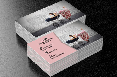 Kobieta z wózkiem, Usługi domowe, Opieka nad dziećmi - Wizytówki Netprint