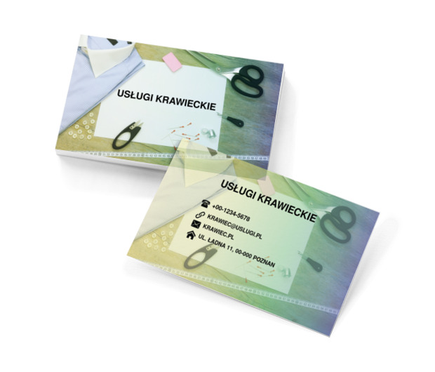 Biała koszula na stole, Usługi domowe, Usługi krawieckie - Wizytówki Netprint szablony online