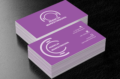 Białe elementy na fioletowym tle, Usługi biurowe, Agencja marketingowa - Wizytówki Netprint