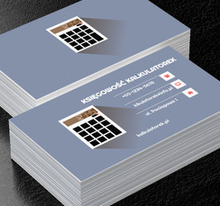 Kalkulator na niebieskim tle, Usługi biurowe, Księgowość - Wizytówki Netprint