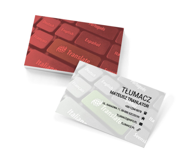 Językowa klawiatura, Usługi biurowe, Tłumacz - Wizytówki Netprint szablony online