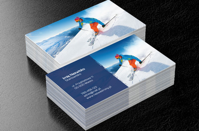 Zimowy szus po śniegu, Motywy, Ludzie - Wizytówki Netprint