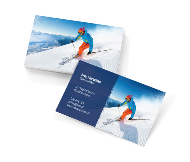 Zimowy szus po śniegu, Motywy, Ludzie - Wizytówki Netprint szablony online