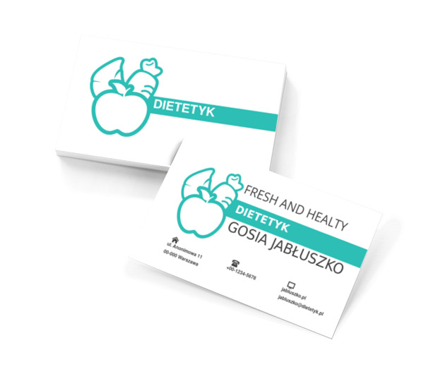 Rysowane owoce i warzywa, Zdrowie i uroda, Dietetyk - Wizytówki Netprint szablony online