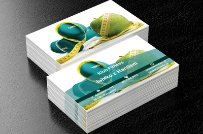 Jabłko z hantlem, Zdrowie i uroda, Fitness - Wizytówki Netprint