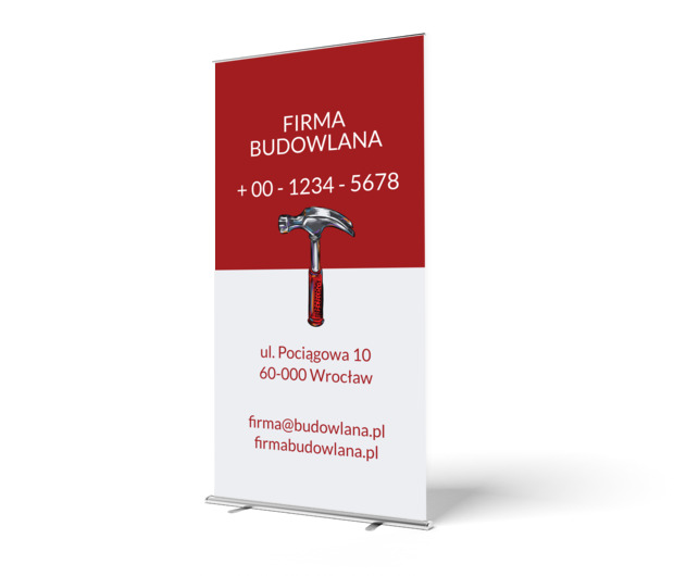 Czerwień i biel, Budownictwo, Firma budowlana - Roll-up Netprint szablony online