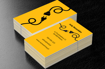 Uwaga, elektryczność, Budownictwo, Elektryk - Wizytówki Netprint