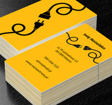 Uwaga, elektryczność, Budownictwo, Elektryk - Wizytówki Netprint