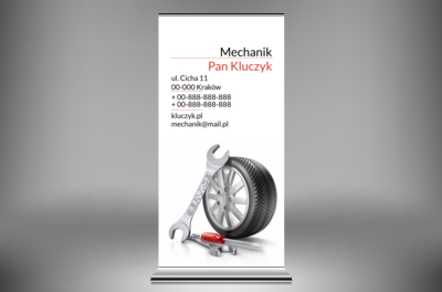 Konkretne usługi, konkretny przekaz, Motoryzacja, Mechnik - Roll-up Netprint