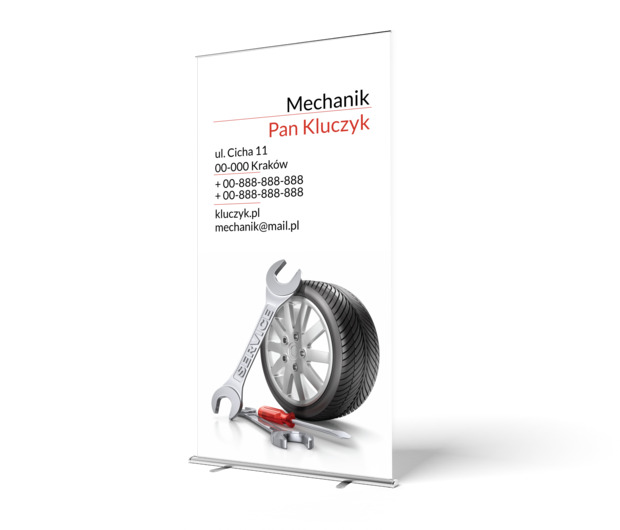 Konkretne usługi, konkretny przekaz, Motoryzacja, Mechnik - Roll-up Netprint szablony online