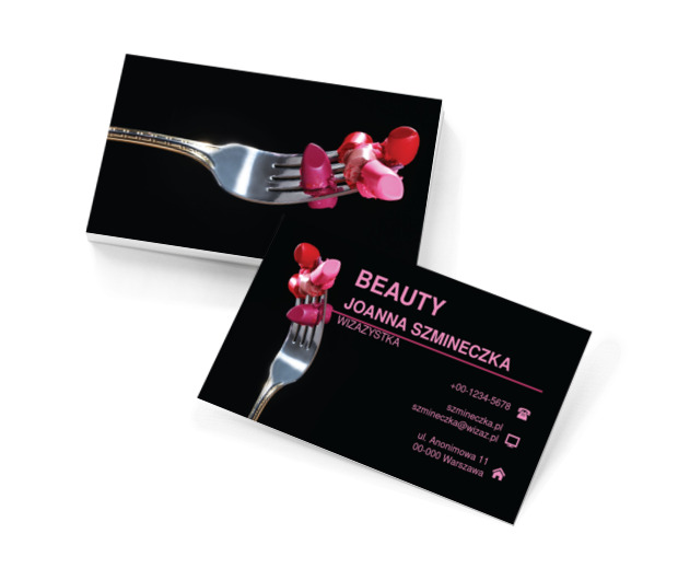 Szminka na widelcu, Zdrowie i uroda, Wizaż - Wizytówki Netprint szablony online