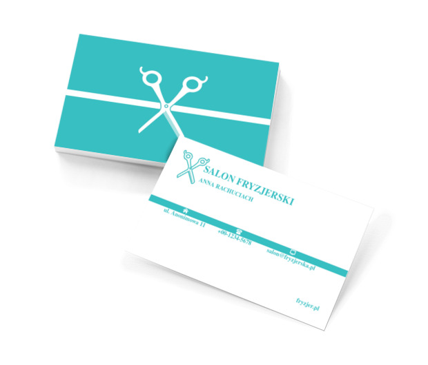 Turkusowe nożyczki, Zdrowie i uroda, Salon fryzjerski - Wizytówki Netprint szablony online