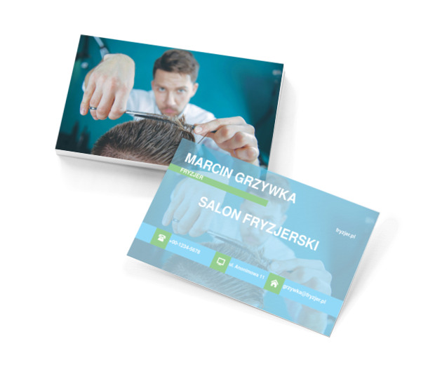 Mężczyzna z nożyczkami, Zdrowie i uroda, Salon fryzjerski - Wizytówki Netprint szablony online