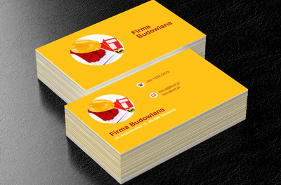 Kask i rękawice na żółtym tle, Budownictwo, Firma budowlana - Wizytówki Netprint