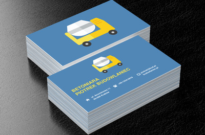 Betoniarka na niebieskim tle, Budownictwo, Firma budowlana - Wizytówki Netprint