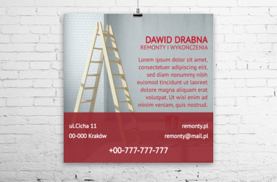 Plakat z drabiną w tle, Budownictwo, Remont i Wykończenia - Plakaty Wielkoformatowe Netprint