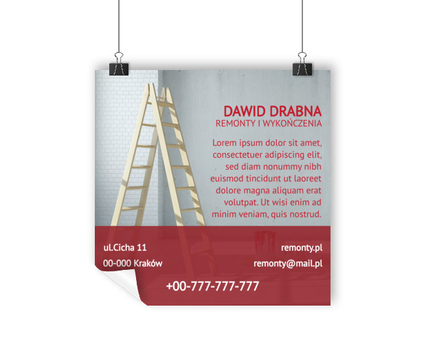Plakat z drabiną w tle, Budownictwo, Remont i Wykończenia - Plakaty Wielkoformatowe Netprint szablony online