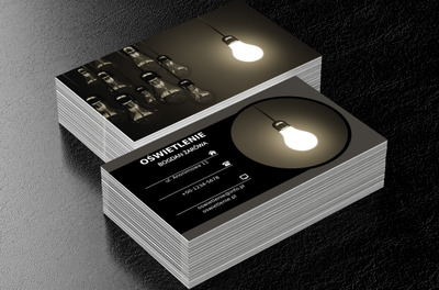 Żarówki na ciemnym tle, Budownictwo, Oświetlenie - Wizytówki Netprint