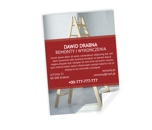 Plakat informuje, drabina sugeruje, Budownictwo, Remont i Wykończenia - Plakaty Netprint szablony online