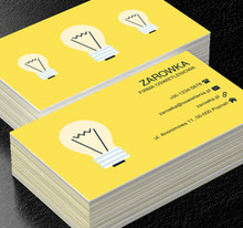 Żarówki na żółtym tle, Budownictwo, Oświetlenie - Wizytówki Netprint