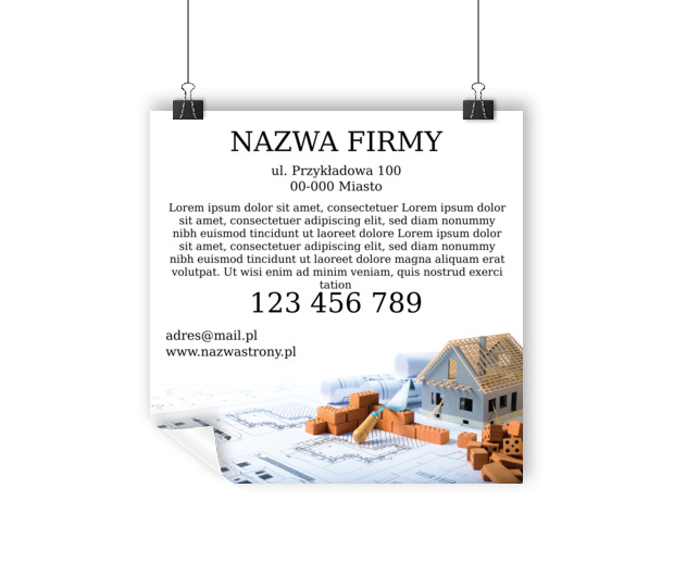 Budowanie kompleksowe i profesjonalne, Budownictwo, Skład budowlany - Plakaty Wielkoformatowe Netprint szablony online