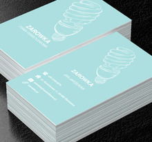 Biała żarówka na jasnym tle, Budownictwo, Oświetlenie - Wizytówki Netprint