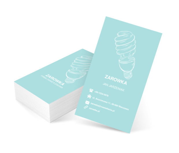 Biała żarówka na jasnym tle, Budownictwo, Oświetlenie - Wizytówki Netprint szablony online