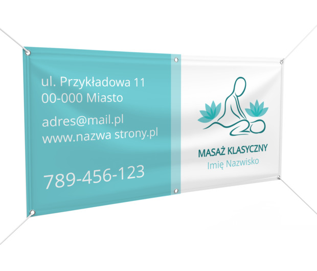 Turkus sprawdza się także w dużym formacie, Medycyna, Masażysta - Banery Netprint szablony online