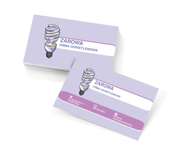 Żarówka na kolorowym tle, Budownictwo, Oświetlenie - Wizytówki Netprint szablony online