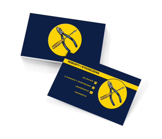 Kombinerki i śrubokręt, Budownictwo, Remont i Wykończenia - Wizytówki Netprint szablony online