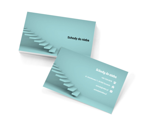 Schody na turkusowym tle, Budownictwo, Schody - Wizytówki Netprint szablony online