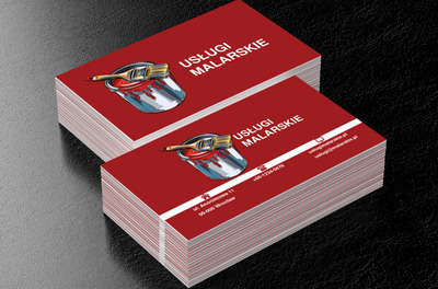 Puszka z farbą na czerwonym tle, Budownictwo, Usługi malarskie - Wizytówki Netprint